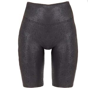 SPANX Women's Faux Leather Bike Shorts Metallic Snake Size Medium